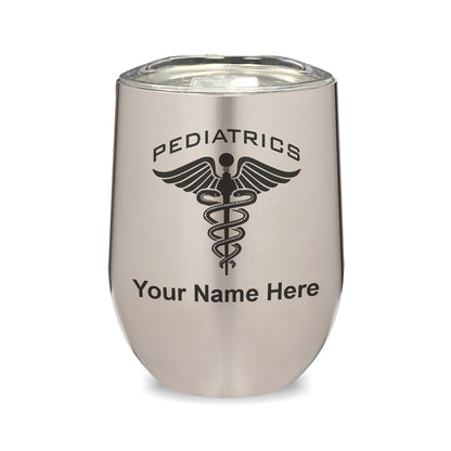 LaserGram Double Wall Stainless Steel Wine Glass, Pediatrics, Personalized Engraving Included