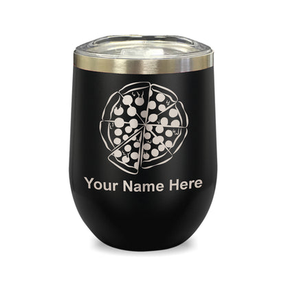 LaserGram Double Wall Stainless Steel Wine Glass, Pizza, Personalized Engraving Included