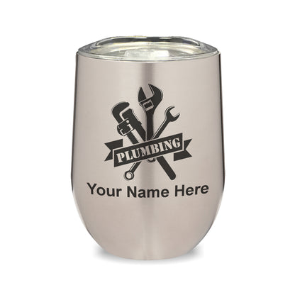 LaserGram Double Wall Stainless Steel Wine Glass, Plumbing, Personalized Engraving Included