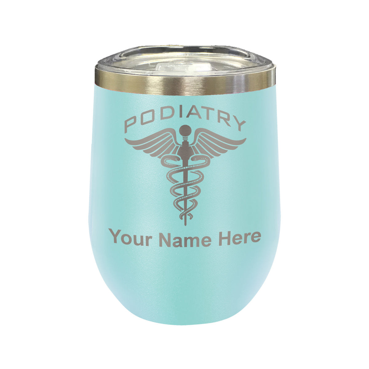 LaserGram Double Wall Stainless Steel Wine Glass, Podiatry, Personalized Engraving Included