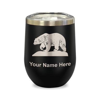 LaserGram Double Wall Stainless Steel Wine Glass, Polar Bear, Personalized Engraving Included