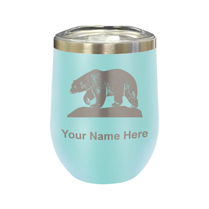 LaserGram Double Wall Stainless Steel Wine Glass, Polar Bear, Personalized Engraving Included