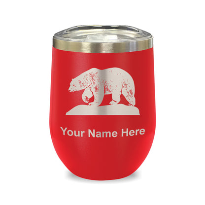 LaserGram Double Wall Stainless Steel Wine Glass, Polar Bear, Personalized Engraving Included