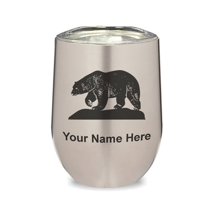 LaserGram Double Wall Stainless Steel Wine Glass, Polar Bear, Personalized Engraving Included