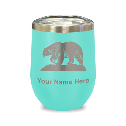 LaserGram Double Wall Stainless Steel Wine Glass, Polar Bear, Personalized Engraving Included