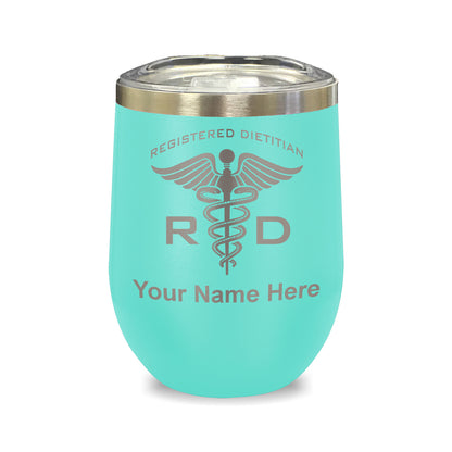 LaserGram Double Wall Stainless Steel Wine Glass, RD Registered Dietitian, Personalized Engraving Included