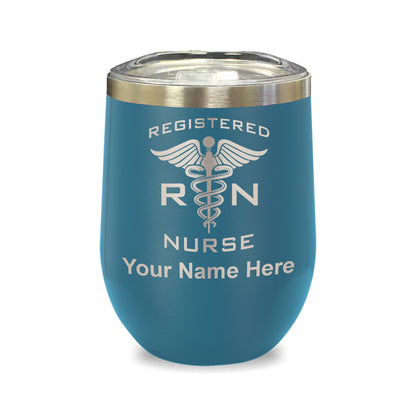 LaserGram Double Wall Stainless Steel Wine Glass, RN Registered Nurse, Personalized Engraving Included