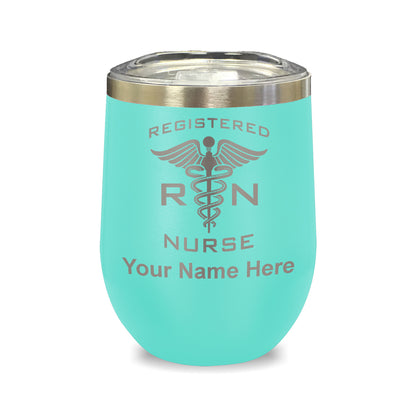 LaserGram Double Wall Stainless Steel Wine Glass, RN Registered Nurse, Personalized Engraving Included