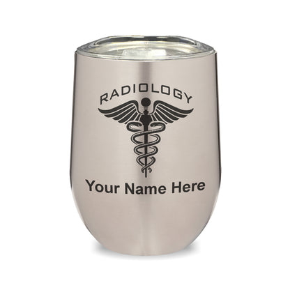 LaserGram Double Wall Stainless Steel Wine Glass, Radiology, Personalized Engraving Included