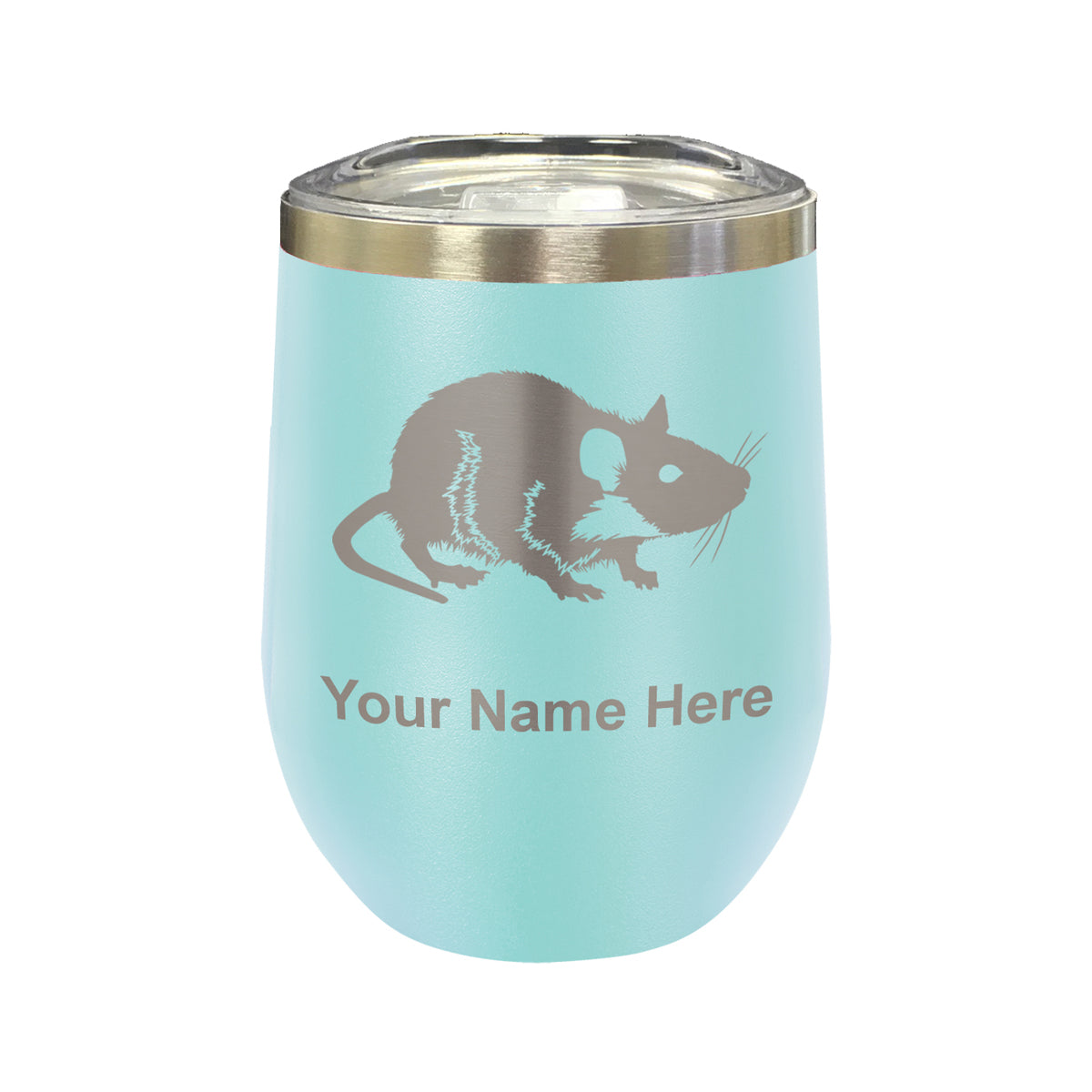 LaserGram Double Wall Stainless Steel Wine Glass, Rat, Personalized Engraving Included
