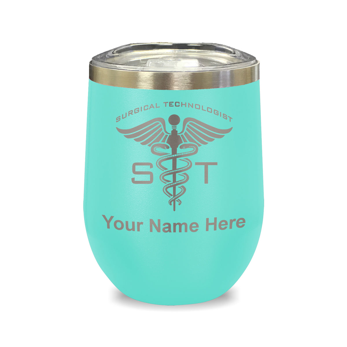 LaserGram Double Wall Stainless Steel Wine Glass, ST Surgical Technologist, Personalized Engraving Included