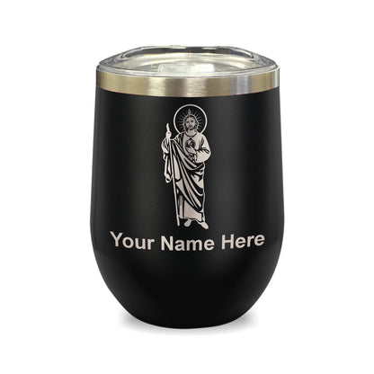 LaserGram Double Wall Stainless Steel Wine Glass, Saint Jude, Personalized Engraving Included