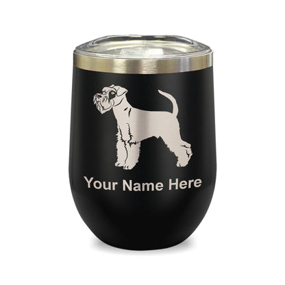 LaserGram Double Wall Stainless Steel Wine Glass, Schnauzer Dog, Personalized Engraving Included