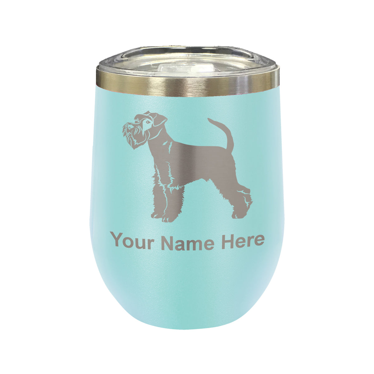 LaserGram Double Wall Stainless Steel Wine Glass, Schnauzer Dog, Personalized Engraving Included