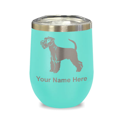 LaserGram Double Wall Stainless Steel Wine Glass, Schnauzer Dog, Personalized Engraving Included