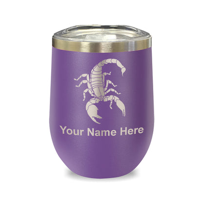 LaserGram Double Wall Stainless Steel Wine Glass, Scorpion, Personalized Engraving Included