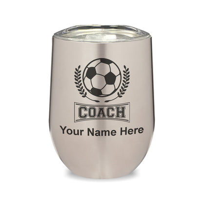 LaserGram Double Wall Stainless Steel Wine Glass, Soccer Coach, Personalized Engraving Included