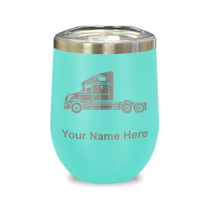 LaserGram Double Wall Stainless Steel Wine Glass, Truck Cab, Personalized Engraving Included