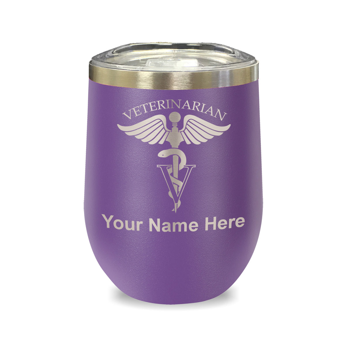 LaserGram Double Wall Stainless Steel Wine Glass, Veterinarian, Personalized Engraving Included