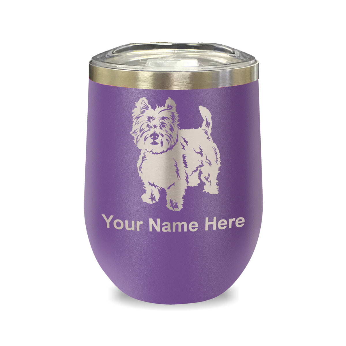 LaserGram Double Wall Stainless Steel Wine Glass, West Highland Terrier Dog, Personalized Engraving Included