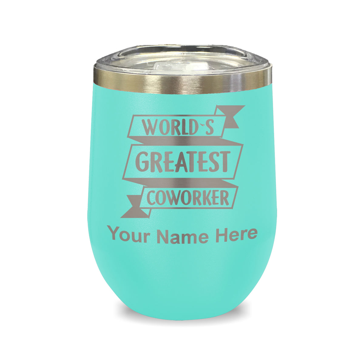 LaserGram Double Wall Stainless Steel Wine Glass, World's Greatest Coworker, Personalized Engraving Included