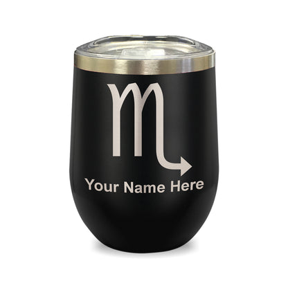 LaserGram Double Wall Stainless Steel Wine Glass, Zodiac Sign Scorpio, Personalized Engraving Included