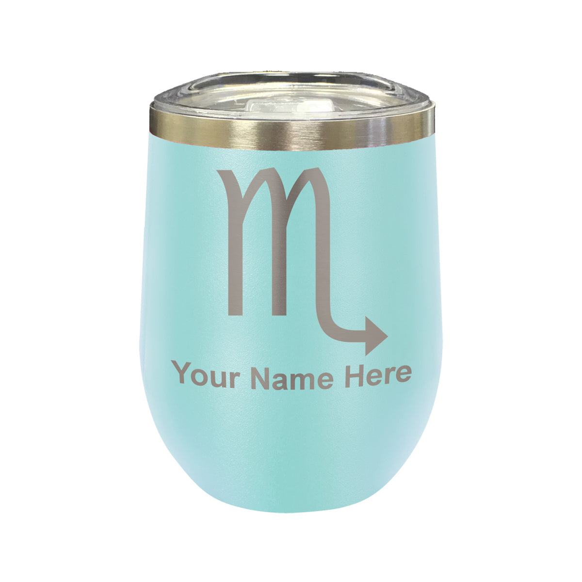 LaserGram Double Wall Stainless Steel Wine Glass, Zodiac Sign Scorpio, Personalized Engraving Included