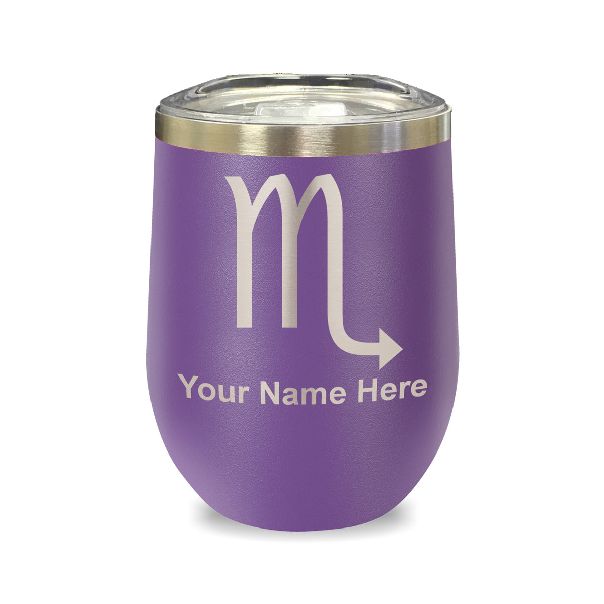 LaserGram Double Wall Stainless Steel Wine Glass, Zodiac Sign Scorpio, Personalized Engraving Included