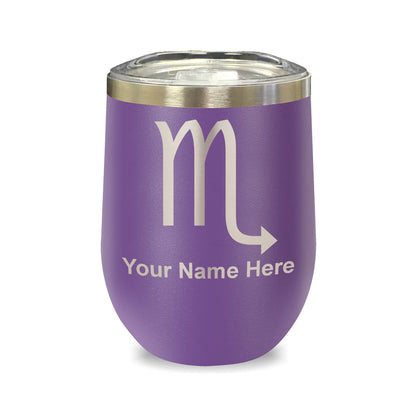 LaserGram Double Wall Stainless Steel Wine Glass, Zodiac Sign Scorpio, Personalized Engraving Included