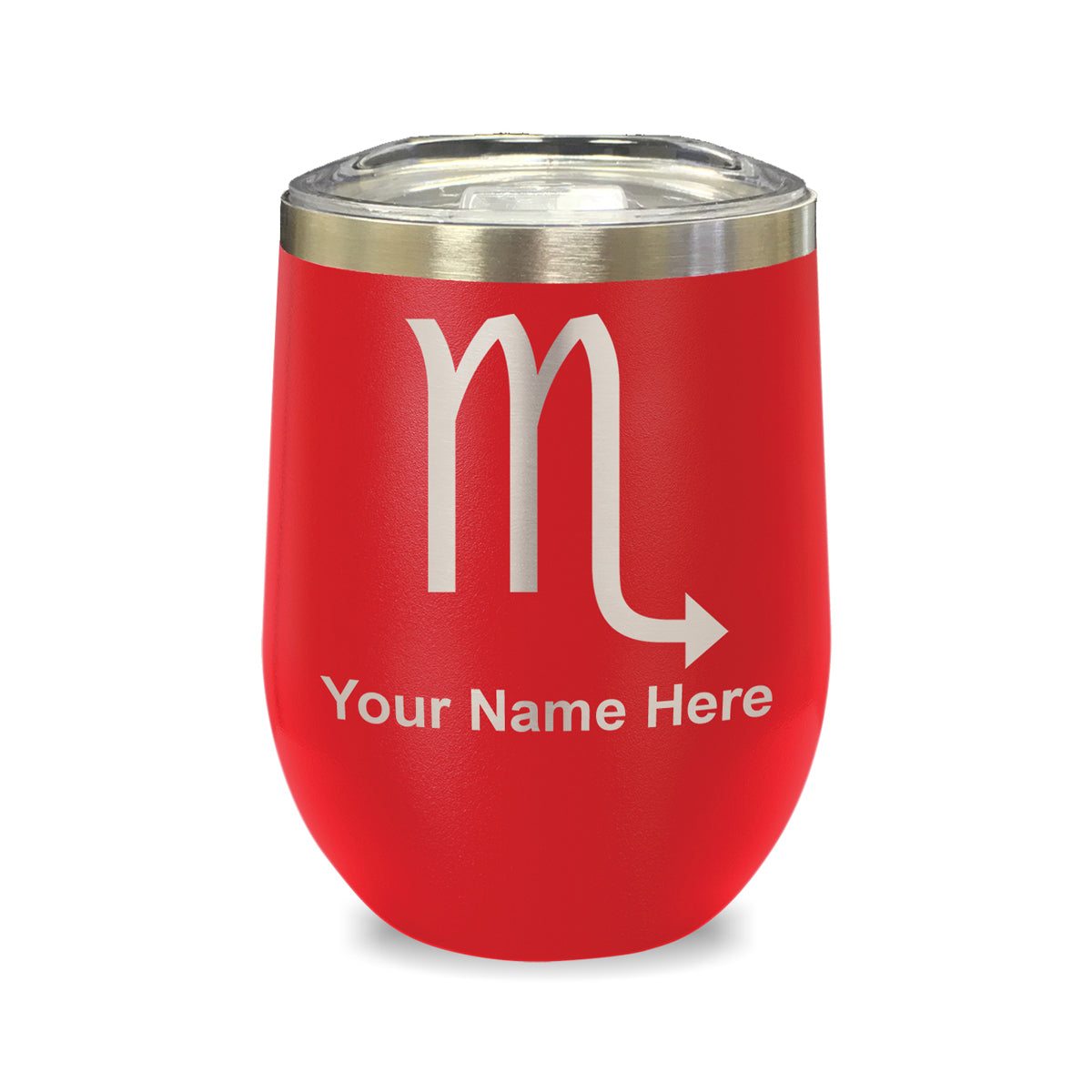 LaserGram Double Wall Stainless Steel Wine Glass, Zodiac Sign Scorpio, Personalized Engraving Included