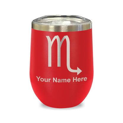 LaserGram Double Wall Stainless Steel Wine Glass, Zodiac Sign Scorpio, Personalized Engraving Included