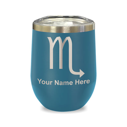LaserGram Double Wall Stainless Steel Wine Glass, Zodiac Sign Scorpio, Personalized Engraving Included