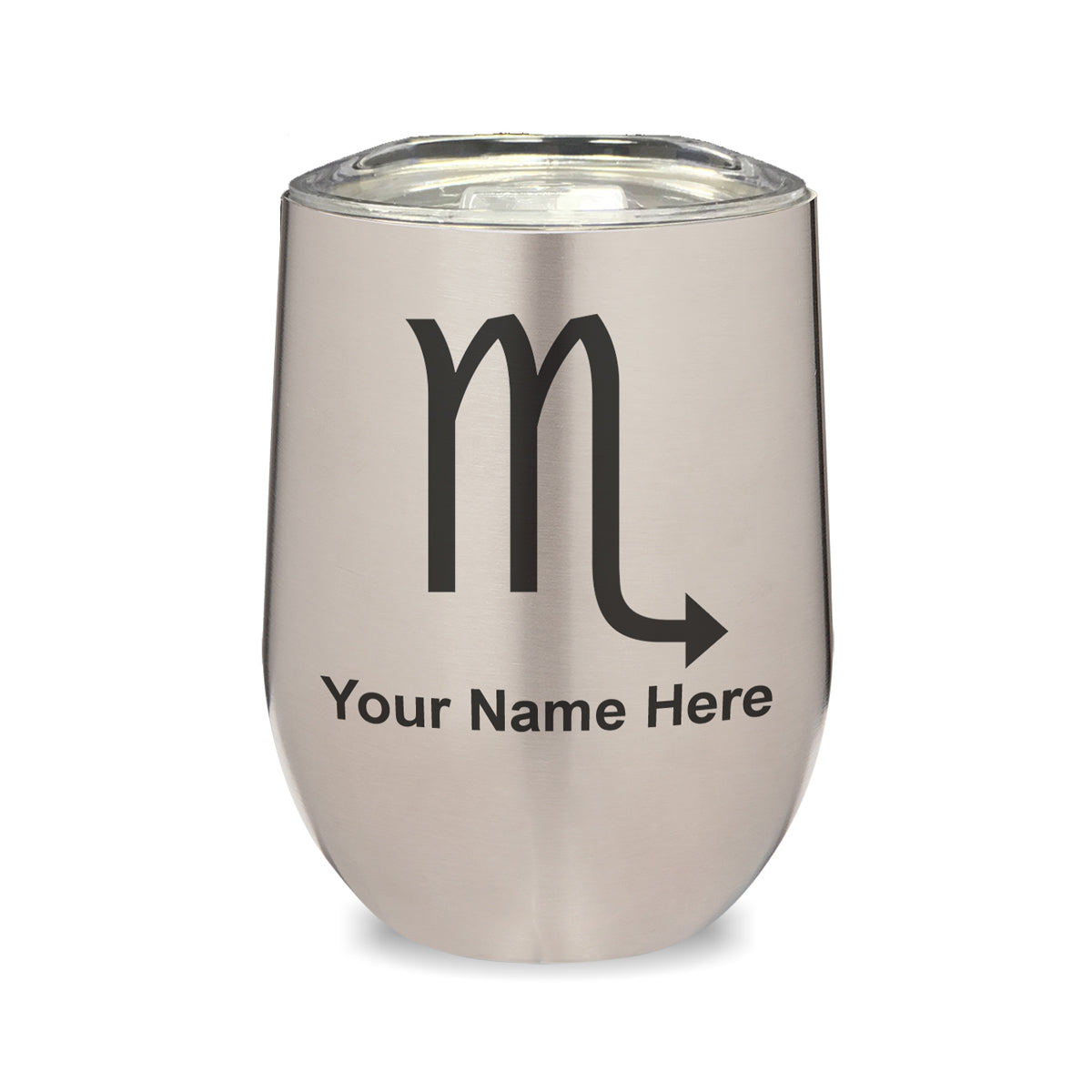 LaserGram Double Wall Stainless Steel Wine Glass, Zodiac Sign Scorpio, Personalized Engraving Included