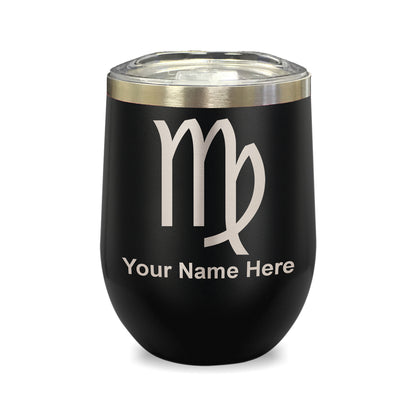 LaserGram Double Wall Stainless Steel Wine Glass, Zodiac Sign Virgo, Personalized Engraving Included