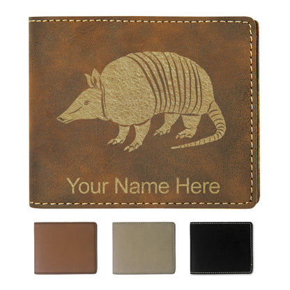 Faux Leather Bi-Fold Wallet, Armadillo, Personalized Engraving Included