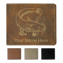 Load image into Gallery viewer, Faux Leather Bi-Fold Wallet, Catfish, Personalized Engraving Included
