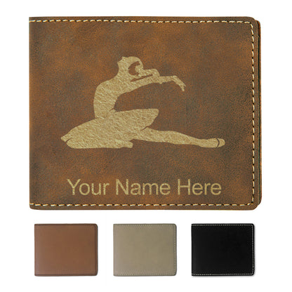 Faux Leather Bi-Fold Wallet, Dancer, Personalized Engraving Included