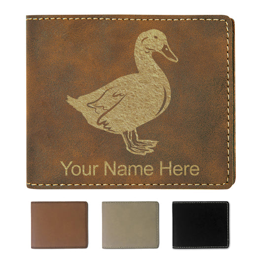 Faux Leather Bi-Fold Wallet, Duck, Personalized Engraving Included