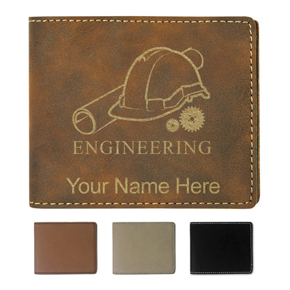 Faux Leather Bi-Fold Wallet, Engineering, Personalized Engraving Included