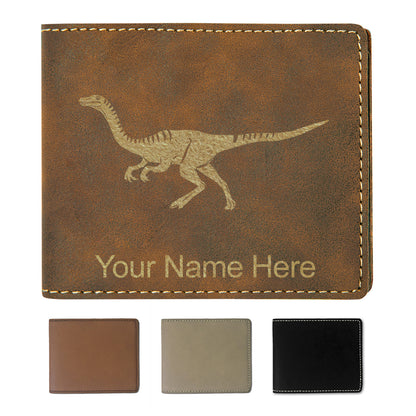 Faux Leather Bi-Fold Wallet, Gallimimus Dinosaur, Personalized Engraving Included