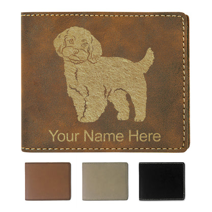 Faux Leather Bi-Fold Wallet, Maltese Dog, Personalized Engraving Included
