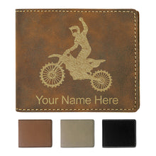 Load image into Gallery viewer, Faux Leather Bi-Fold Wallet, Motocross, Personalized Engraving Included
