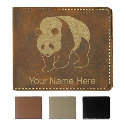 Faux Leather Bi-Fold Wallet, Panda Bear, Personalized Engraving Included