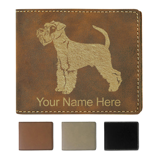 Faux Leather Bi-Fold Wallet, Schnauzer Dog, Personalized Engraving Included