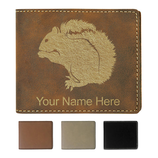 Faux Leather Bi-Fold Wallet, Squirrel, Personalized Engraving Included