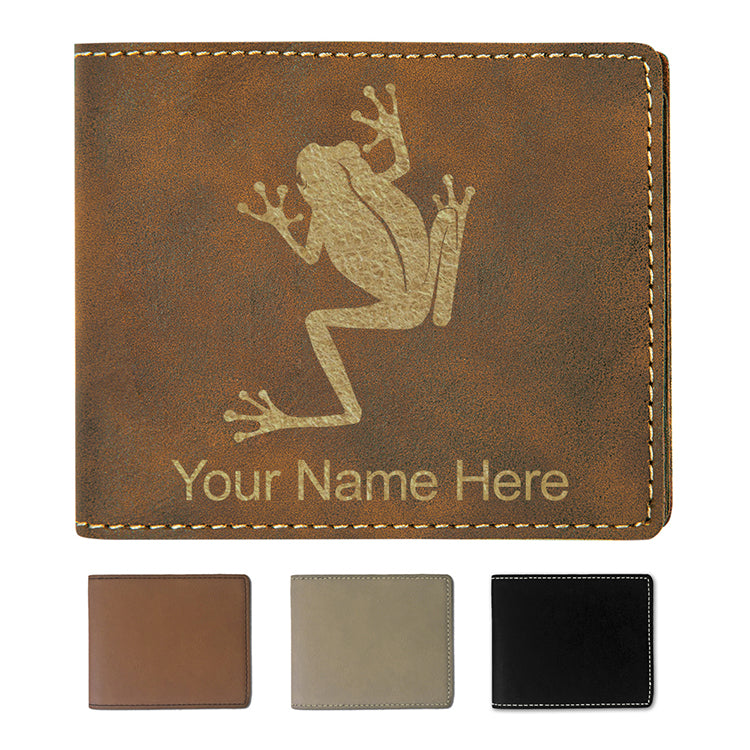 Faux Leather Bi-Fold Wallet, Tree Frog, Personalized Engraving Included