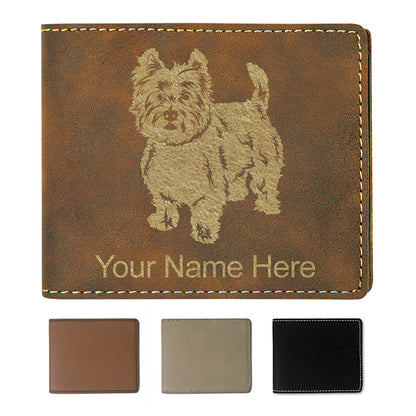Faux Leather Bi-Fold Wallet, West Highland Terrier Dog, Personalized Engraving Included