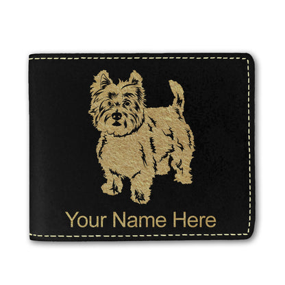 Faux Leather Bi-Fold Wallet, West Highland Terrier Dog, Personalized Engraving Included
