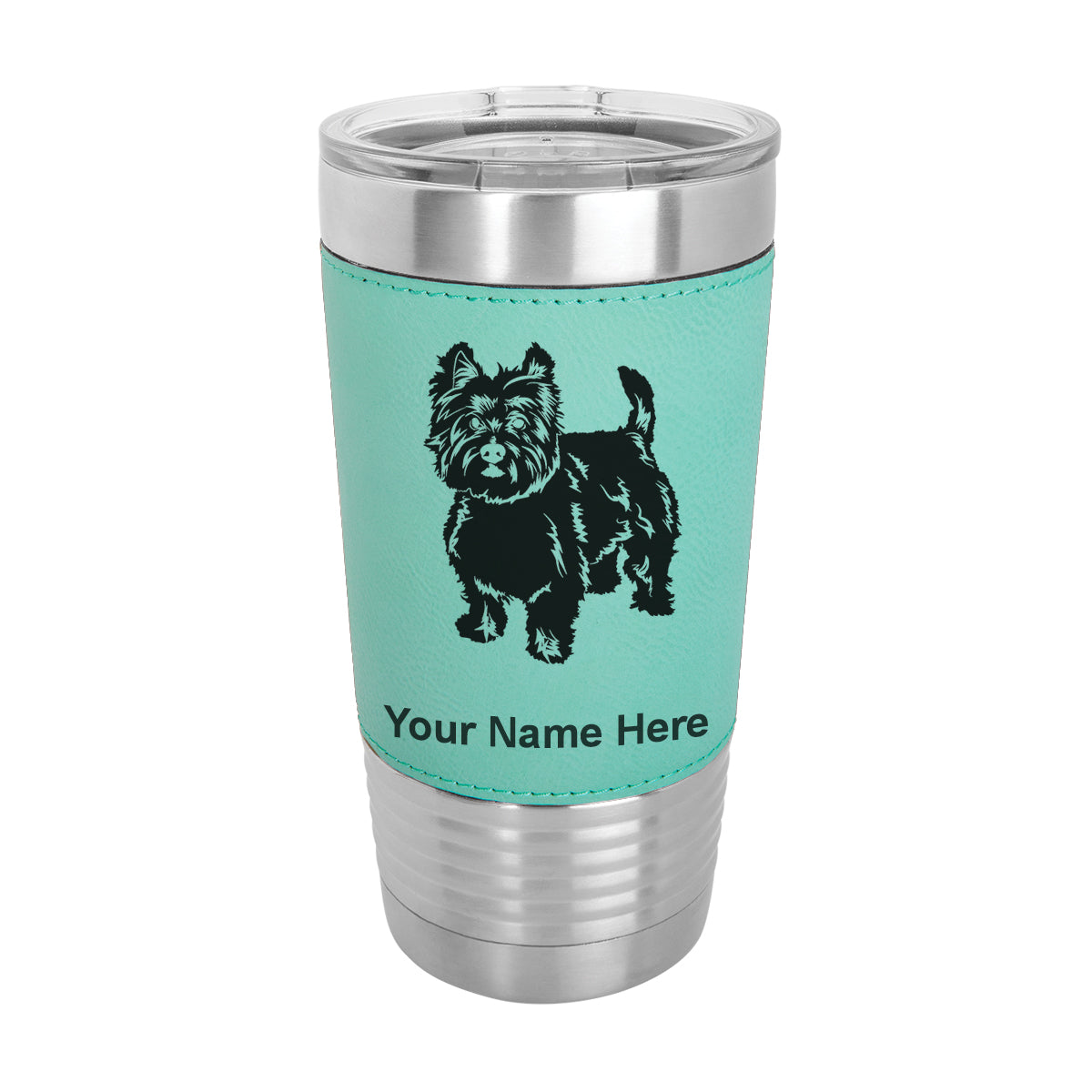 20oz Faux Leather Tumbler Mug, West Highland Terrier Dog, Personalized Engraving Included