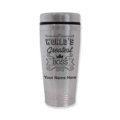Commuter Travel Mug, World's Greatest Boss, Personalized Engraving Included